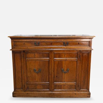Italian 17th Century Walnut Buffet with Drop Front Hidden Drawers and Two Doors