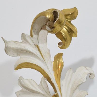 Italian 18 19th Century Hand Carved Giltwood Acanthus Leaf Curl Ornament