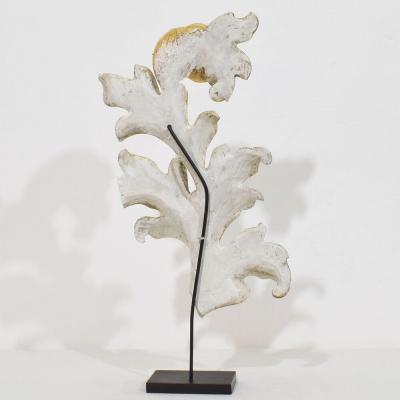 Italian 18 19th Century Hand Carved Giltwood Acanthus Leaf Curl Ornament 