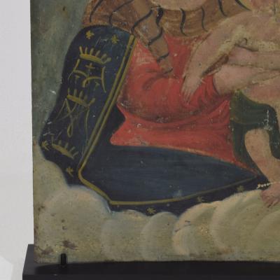 Italian 18th 19th Century Painting of Maria with Baby Jesus On Metal