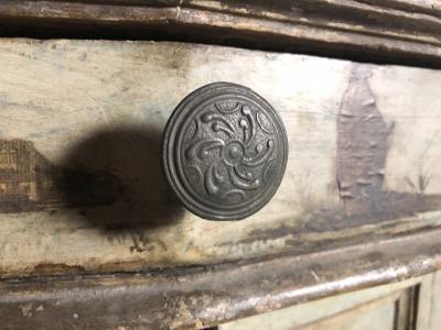 Italian 18th Century 2 part Lacca Povera Painted Enclosed Cabinet