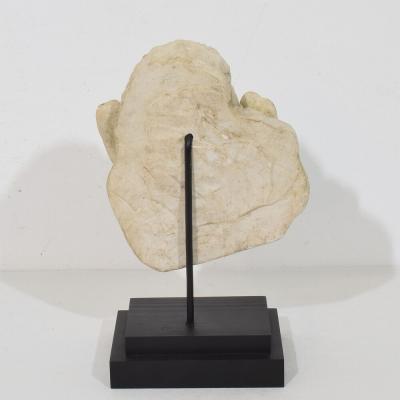 Italian 18th Century Baroque Marble Winged Angel Head