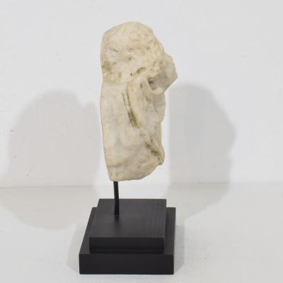 Italian 18th Century Baroque Marble Winged Angel Head