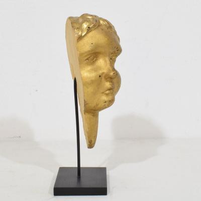 Italian 18th Century Carved Giltwood Baroque Angel Head