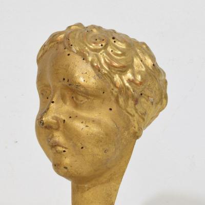Italian 18th Century Carved Giltwood Baroque Angel Head