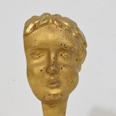 Italian 18th Century Carved Giltwood Baroque Angel Head