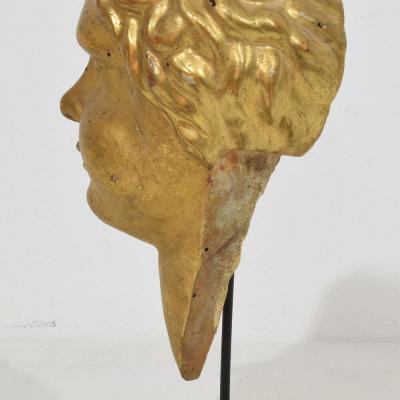 Italian 18th Century Carved Giltwood Baroque Angel Head