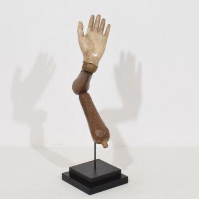 Italian 18th Century Carved Wooden Baroque Arm Of A Saint Figure