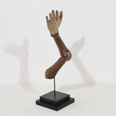 Italian 18th Century Carved Wooden Baroque Arm Of A Saint Figure