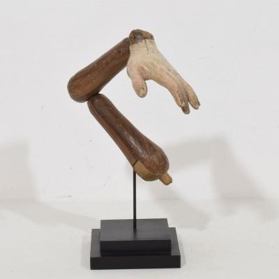 Italian 18th Century Carved Wooden Baroque Arm Of A Saint Figure