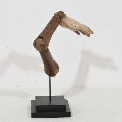 Italian 18th Century Carved Wooden Baroque Arm Of A Saint Figure