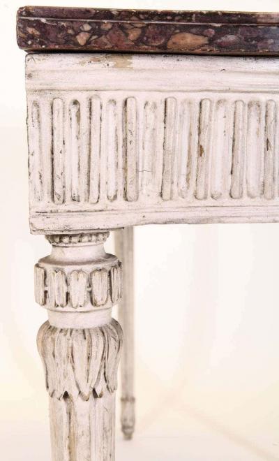 Italian 18th Century Demilune Ivory Painted Console Table Louis XVI Period