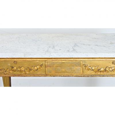 Italian 18th Century Giltwood Console with Original Marble Top