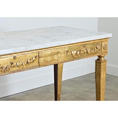 Italian 18th Century Giltwood Console with Original Marble Top
