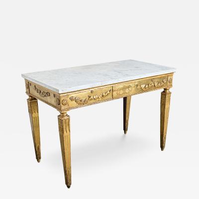 Italian 18th Century Giltwood Console with Original Marble Top