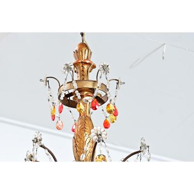 Italian 18th Century Giltwood Crystal Chandelier