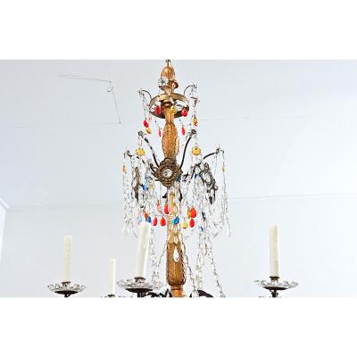 Italian 18th Century Giltwood Crystal Chandelier
