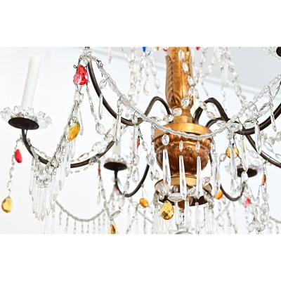 Italian 18th Century Giltwood Crystal Chandelier