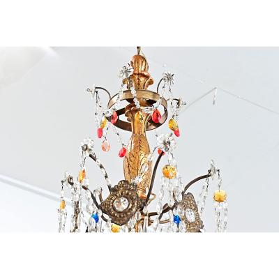 Italian 18th Century Giltwood Crystal Chandelier