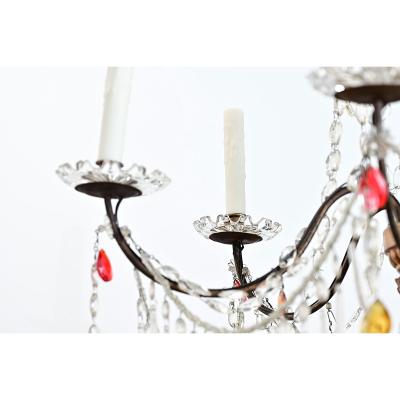 Italian 18th Century Giltwood Crystal Chandelier