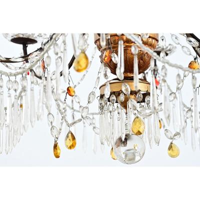 Italian 18th Century Giltwood Crystal Chandelier