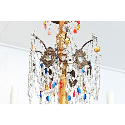 Italian 18th Century Giltwood Crystal Chandelier