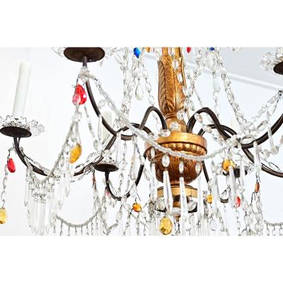 Italian 18th Century Giltwood Crystal Chandelier