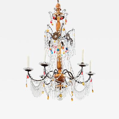 Italian 18th Century Giltwood Crystal Chandelier