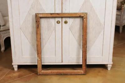 Italian 18th Century Green and Cream Painted Wooden Rectangular Frame