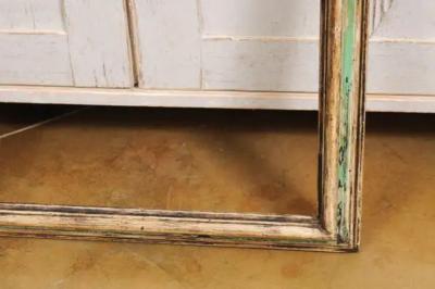 Italian 18th Century Green and Cream Painted Wooden Rectangular Frame
