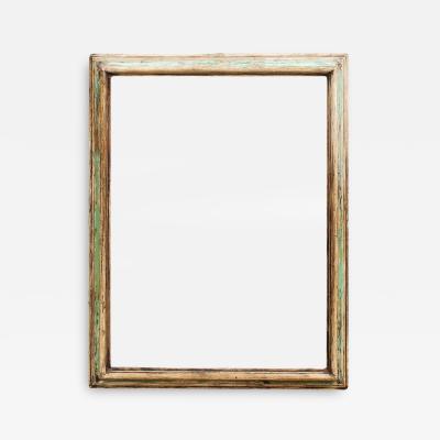 Italian 18th Century Green and Cream Painted Wooden Rectangular Frame