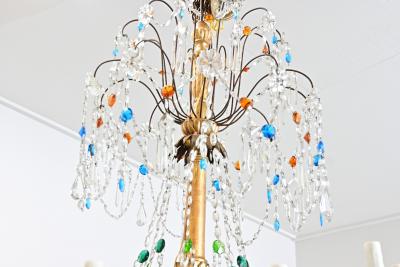 Italian 18th Century Massive Giltwood and Crystal Chandelier