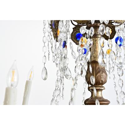Italian 18th Century Massive Giltwood and Crystal Chandelier