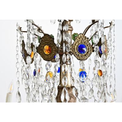 Italian 18th Century Massive Giltwood and Crystal Chandelier