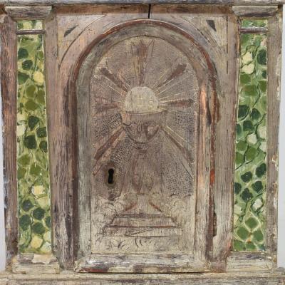 Italian 18th Century Neoclassical Silvered And Painted Wooden Tabernacle