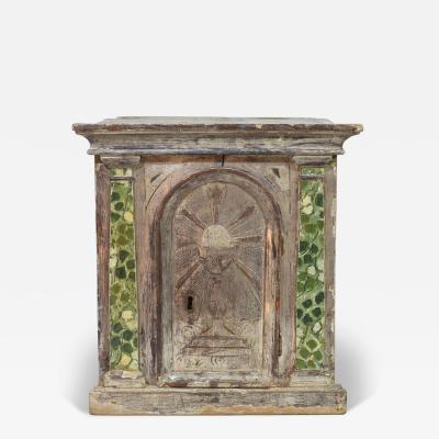Italian 18th Century Neoclassical Silvered And Painted Wooden Tabernacle