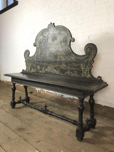 Italian 18th Century Painted Baroque Hall Bench