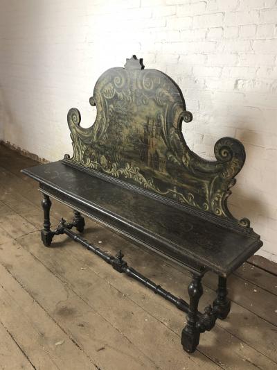 Italian 18th Century Painted Baroque Hall Bench