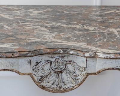 Italian 18th Century Painted Console Table with Shaped Breccia Marble Top