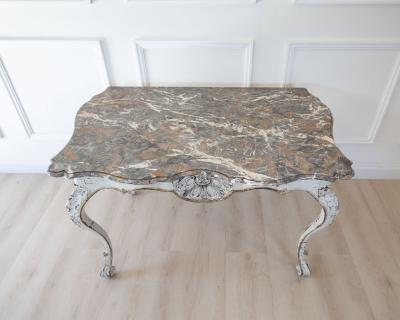 Italian 18th Century Painted Console Table with Shaped Breccia Marble Top
