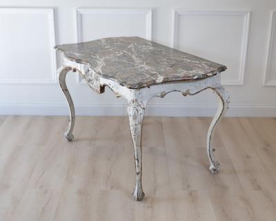 Italian 18th Century Painted Console Table with Shaped Breccia Marble Top