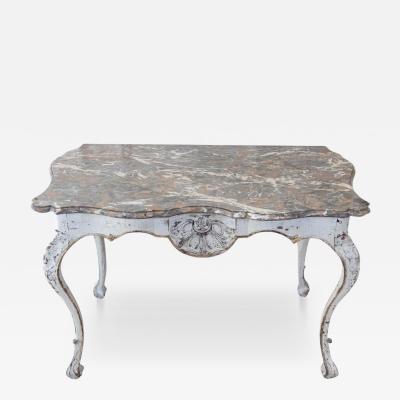 Italian 18th Century Painted Console Table with Shaped Breccia Marble Top