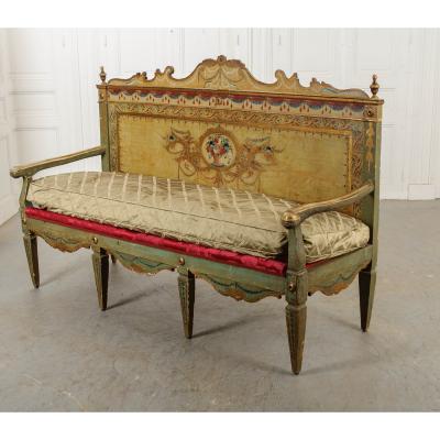 Italian 18th Century Parcel Gilt and Painted Canap 