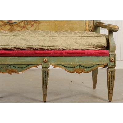 Italian 18th Century Parcel Gilt and Painted Canap 
