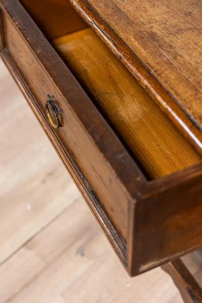 Italian 18th Century Walnut Side Table with Carved Apron and Single Drawer