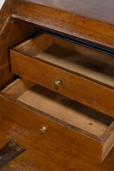 Italian 18th Century Walnut Slant Front Secretaire with Ash Inlay and Marquetry
