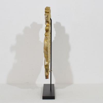 Italian 18th century baroque Carved Wooden Silvered Panel Coat Of Arms