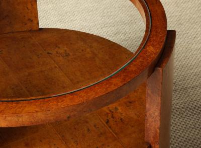 Italian 1930s Art Deco Wood Side Table with Glass Top