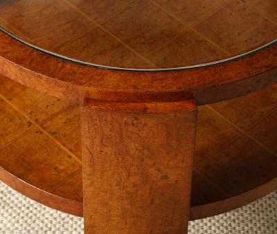 Italian 1930s Art Deco Wood Side Table with Glass Top