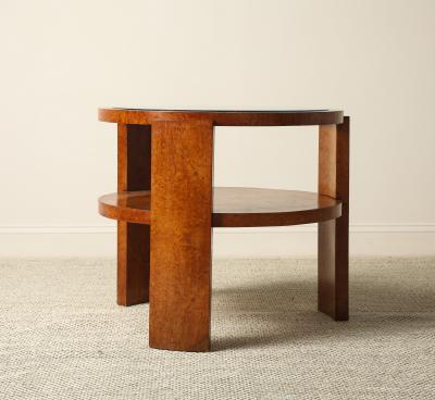 Italian 1930s Art Deco Wood Side Table with Glass Top